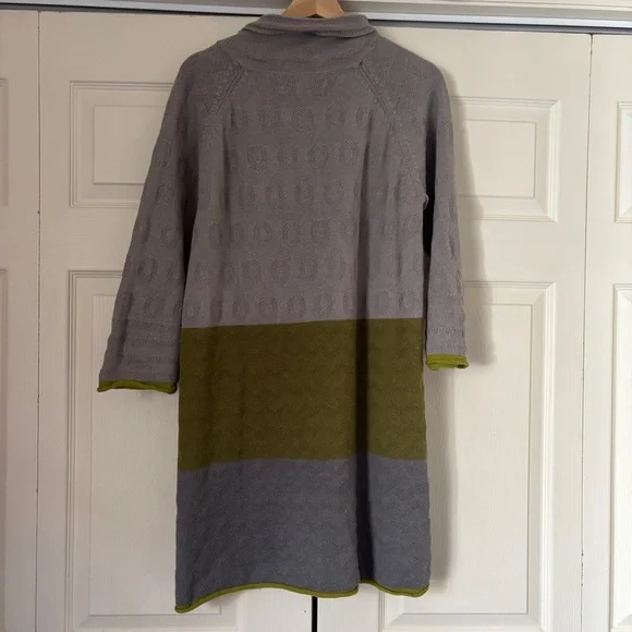Wool cotton blend knit Mock Roll Neck Colorblock Gudrun Sjoden Dress Size Small - Picture 6 of 6